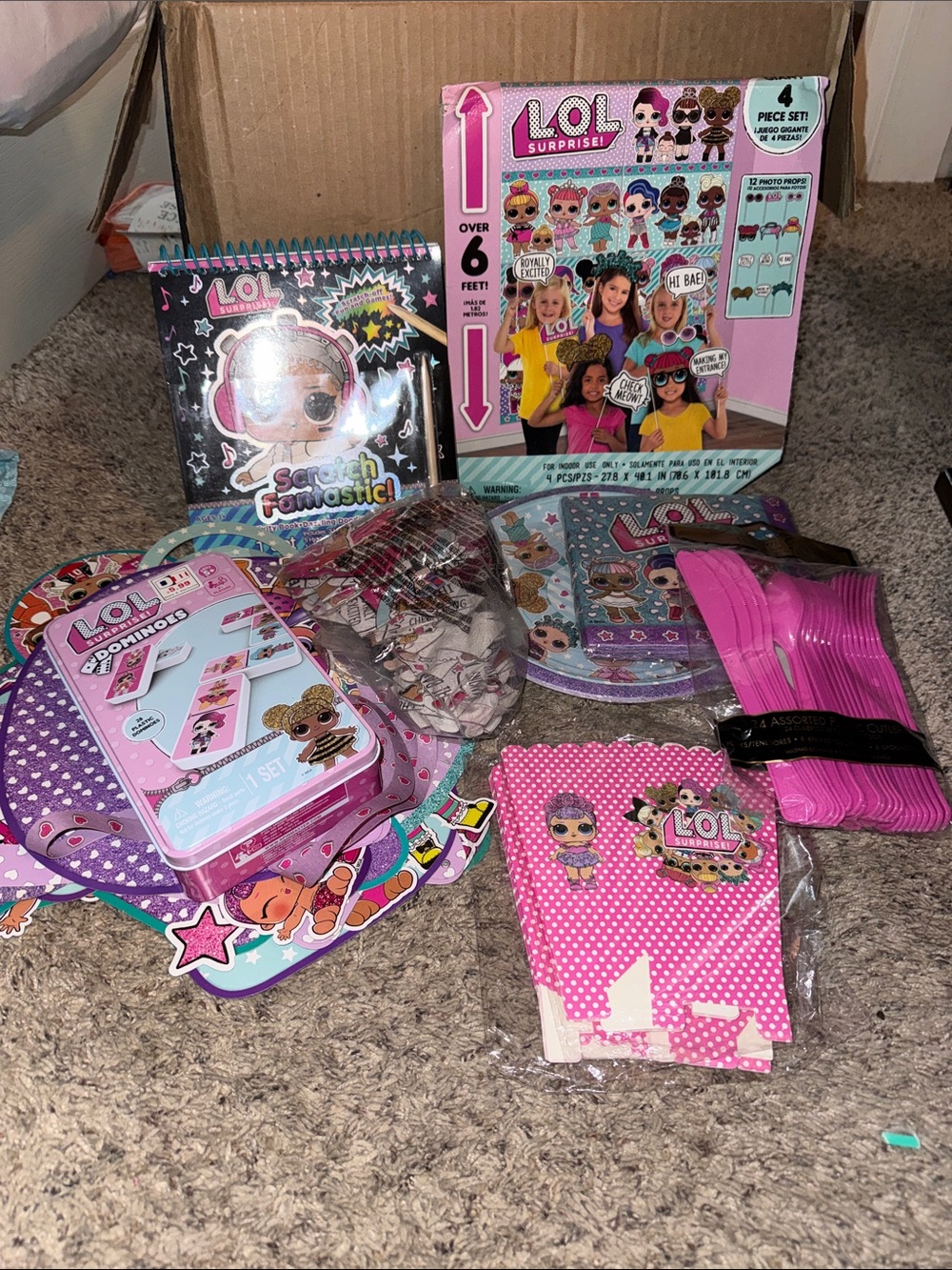 L.O.L. Surprise! Kids Party Set - Pink, Purple, White (BUNDLE)